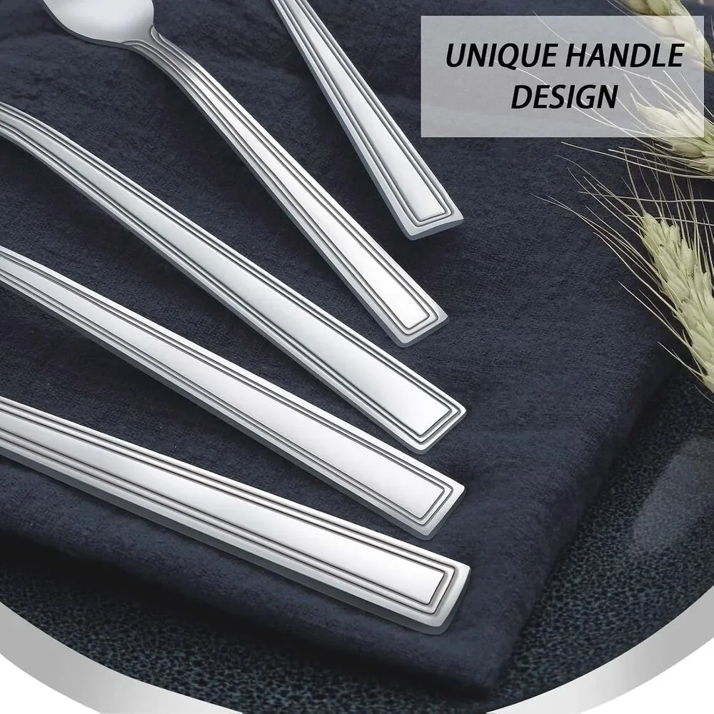 60-Piece Silverware Set, Stainless Steel, Fork Knife Spoon Set, Mirror Polished